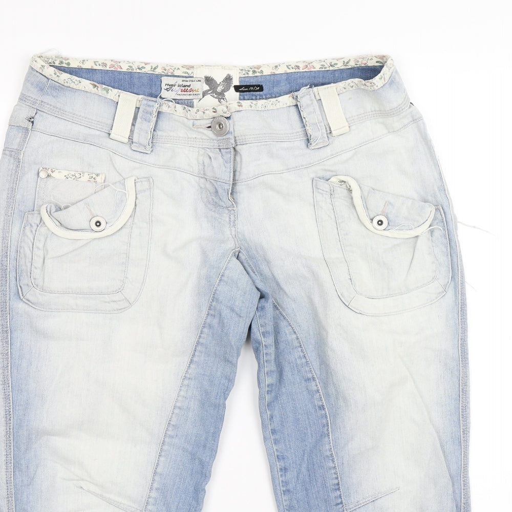 River Island Womens Blue  Denim Cargo Shorts Size 12
