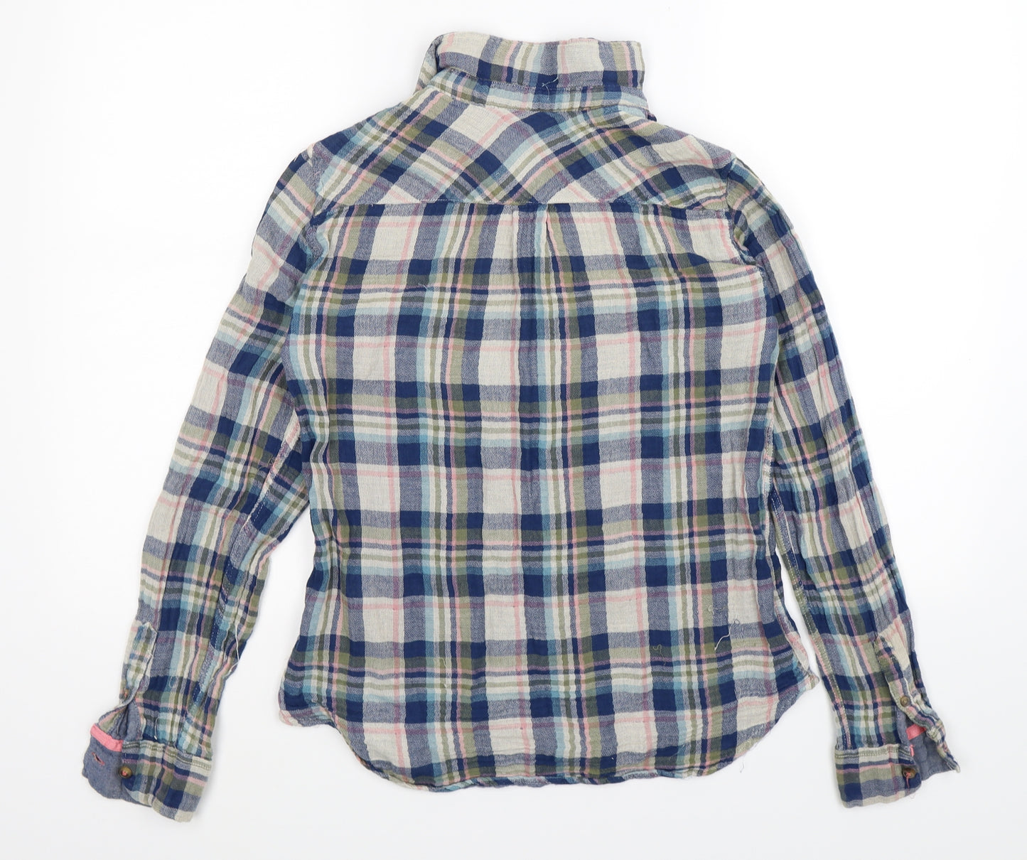 H&M Womens Blue Check  Basic Button-Up Size 10