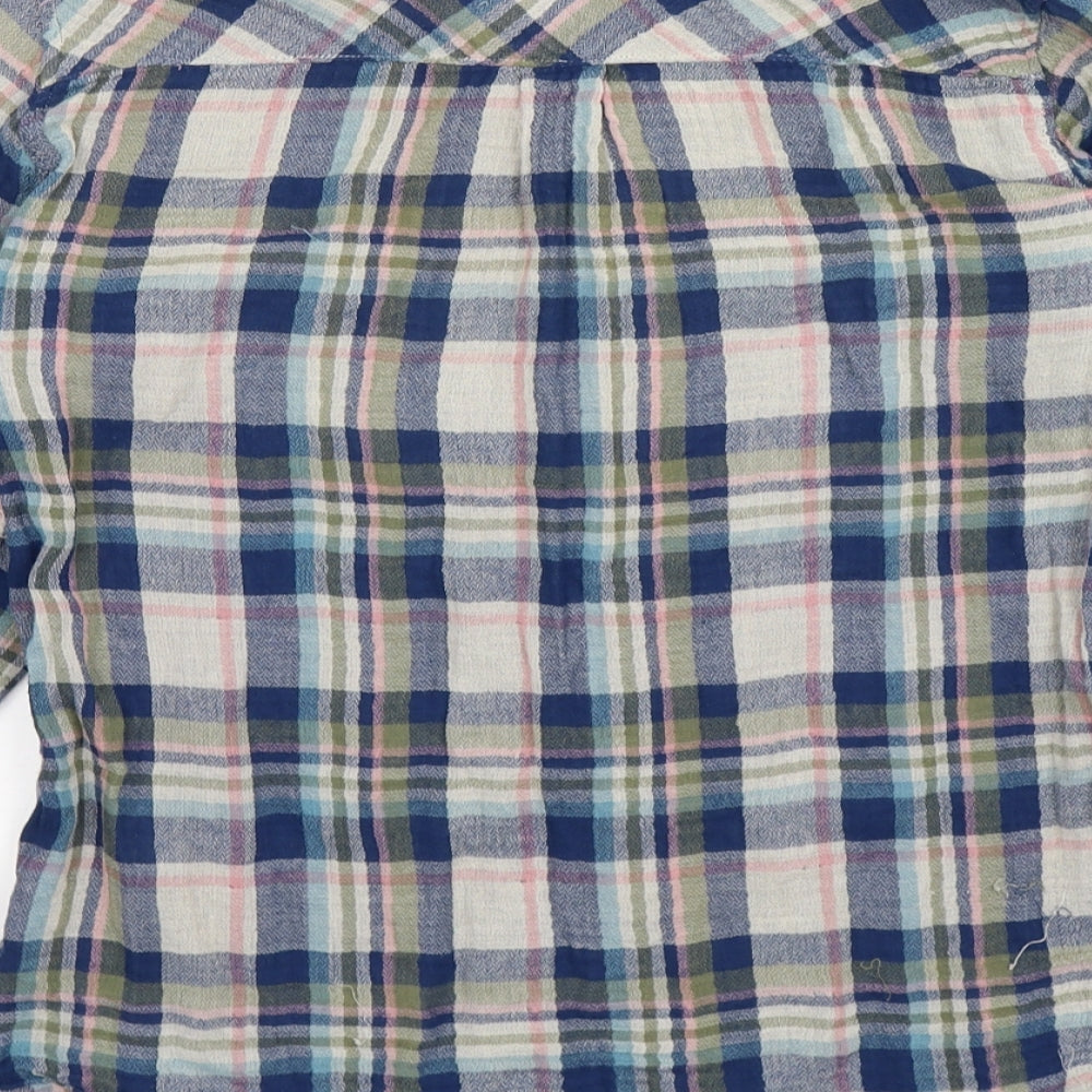 H&M Womens Blue Check  Basic Button-Up Size 10