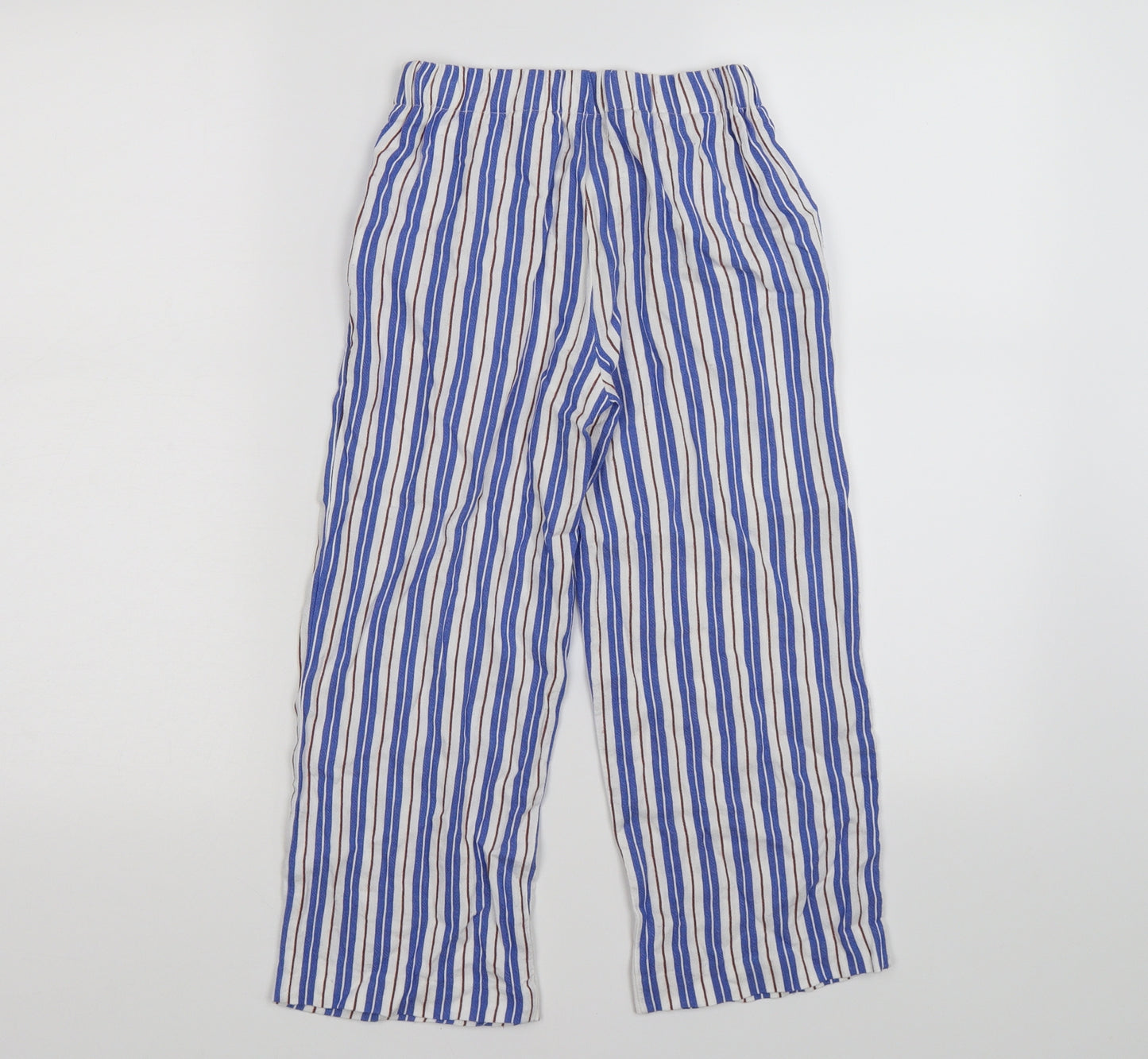 Zara Girls Blue Striped  Capri Trousers Size 10 Years