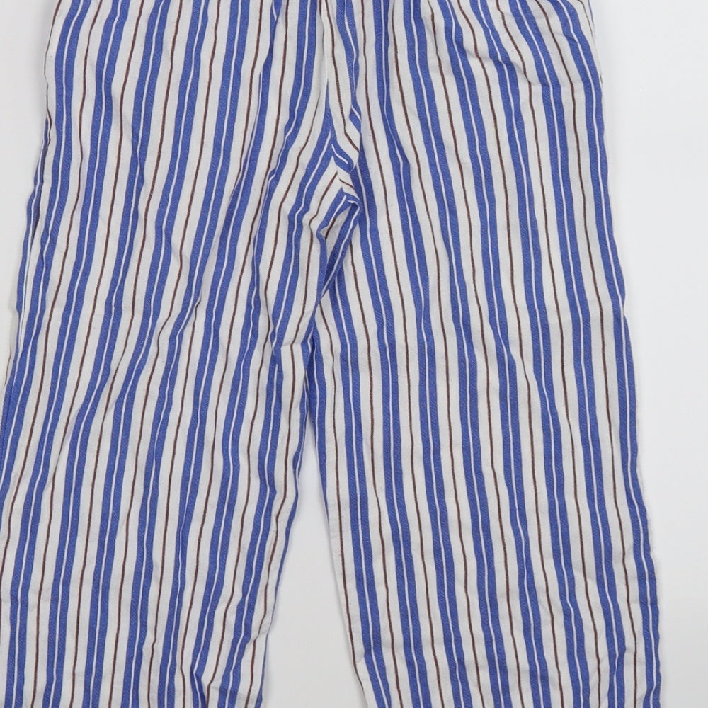 Zara Girls Blue Striped  Capri Trousers Size 10 Years