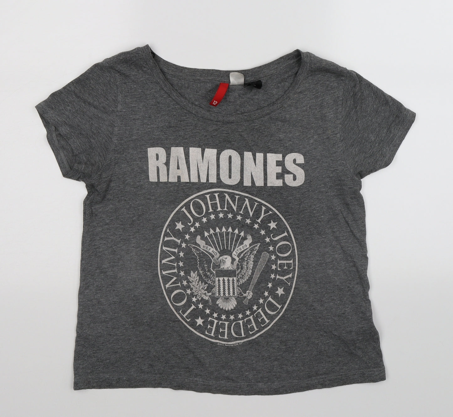 H&M Womens Grey   Basic T-Shirt Size 12  - ramones