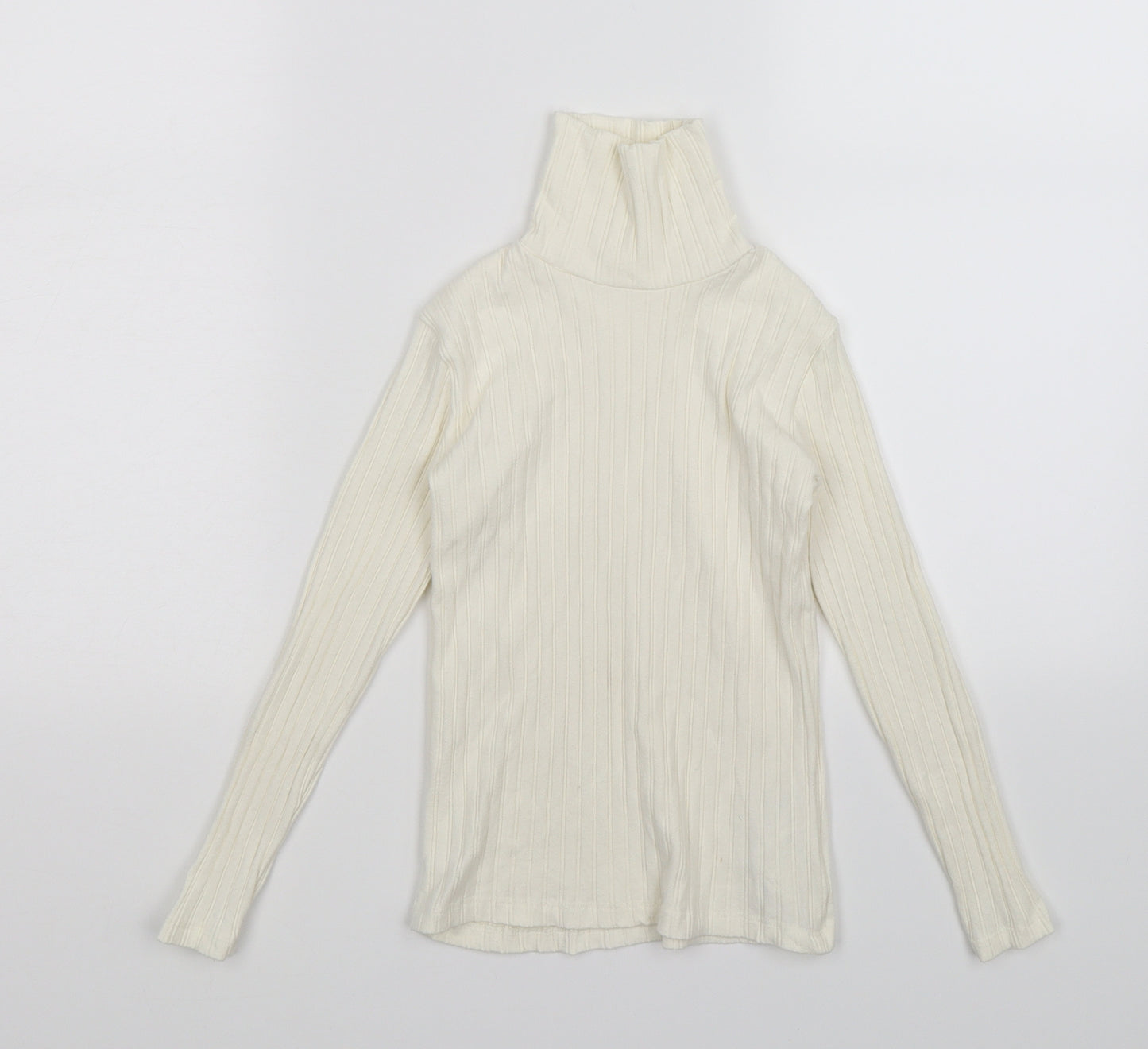 Zara Girls White Striped Knit Pullover Jumper Size 8 Years