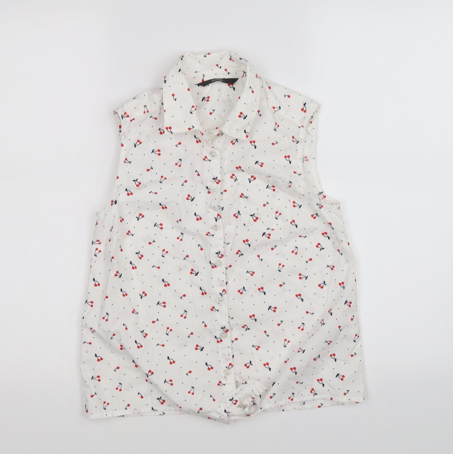 GEPRGE Girls White   Cropped Blouse Size 10-11 Years  - cherries