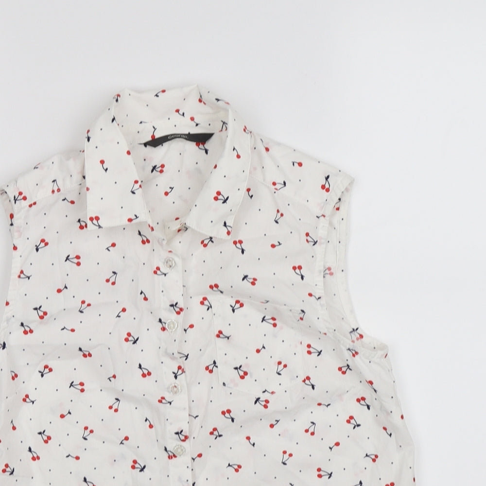 GEPRGE Girls White   Cropped Blouse Size 10-11 Years  - cherries