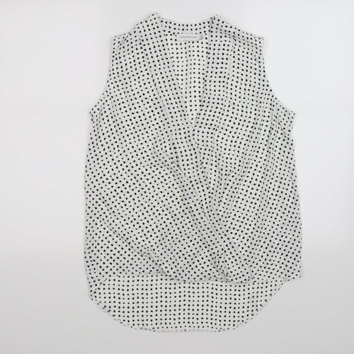 Paraphrase Womens White Polka Dot Chiffon Wrap Blouse Size 8