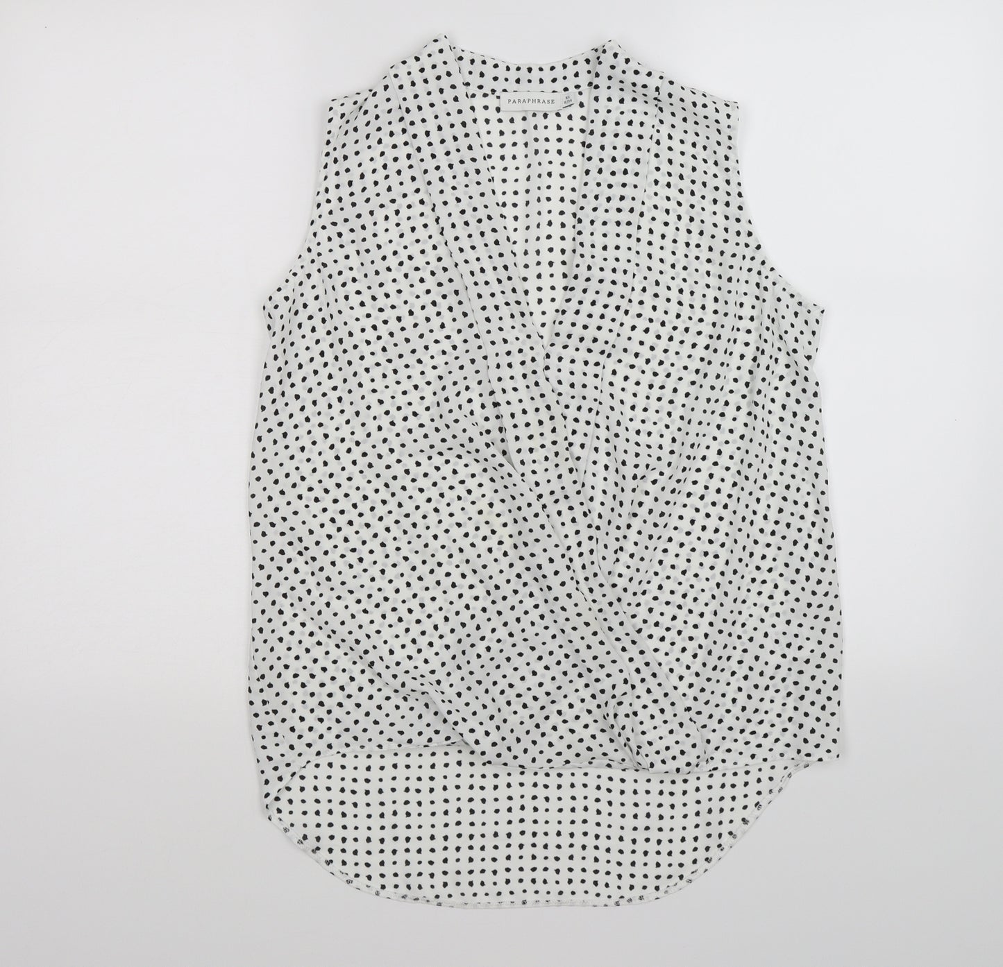 Paraphrase Womens White Polka Dot Chiffon Wrap Blouse Size 8
