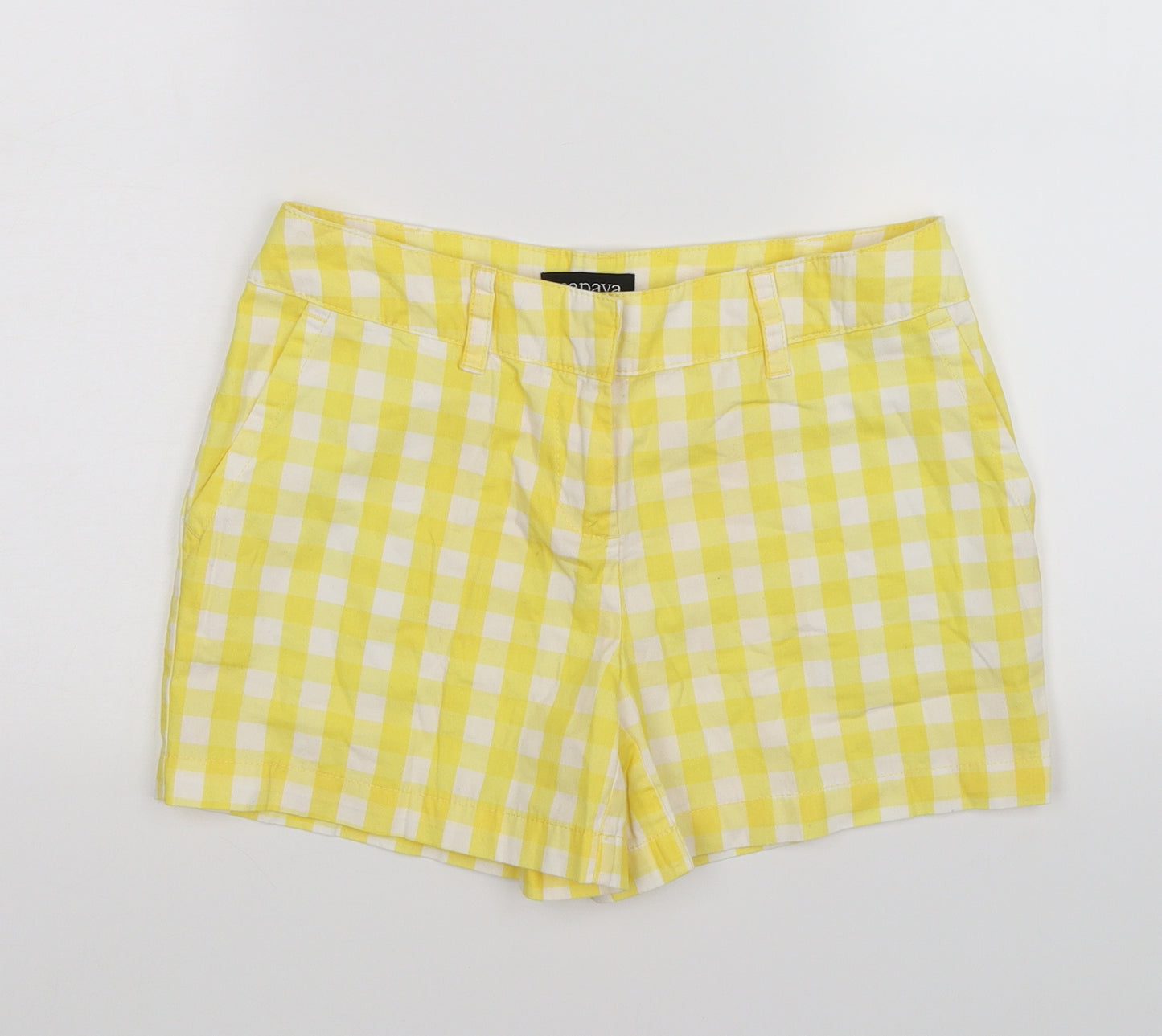 Papaya Womens Yellow Check  Chino Shorts Size 8