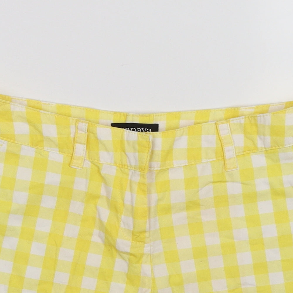 Papaya Womens Yellow Check  Chino Shorts Size 8