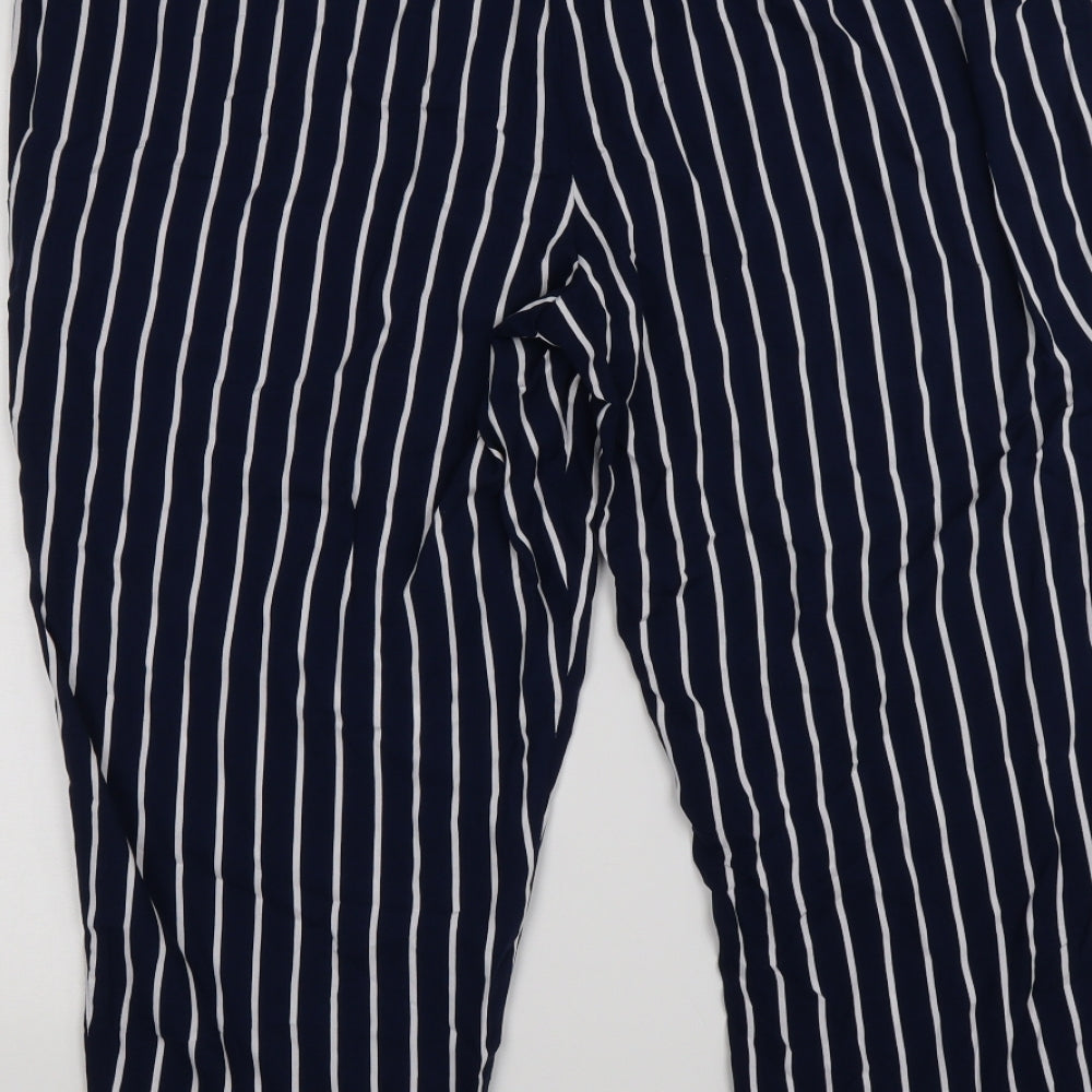 Primark Womens Blue Striped  Capri Trousers Size 20