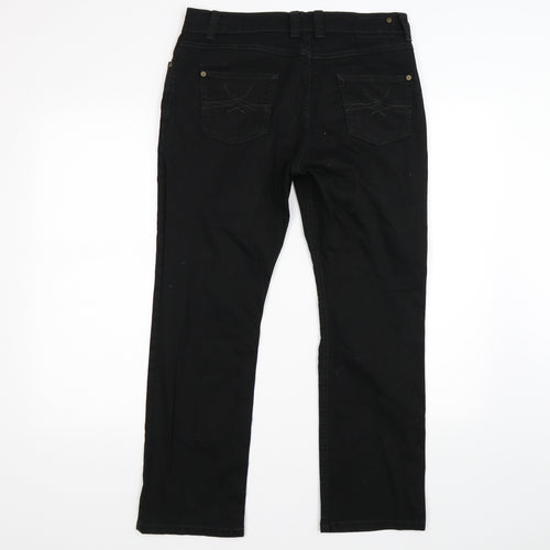Marks and Spencer Womens Black  Denim Straight Jeans Size 14 L26 in - short leg