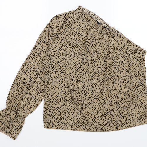 SheIn Womens Brown Polka Dot  Basic Blouse Size S  - one arm