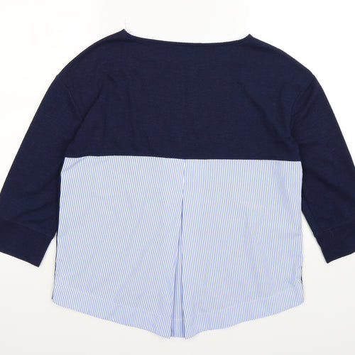 dunnes Womens Blue Striped Knit Pullover Jumper Size M  - shirt back