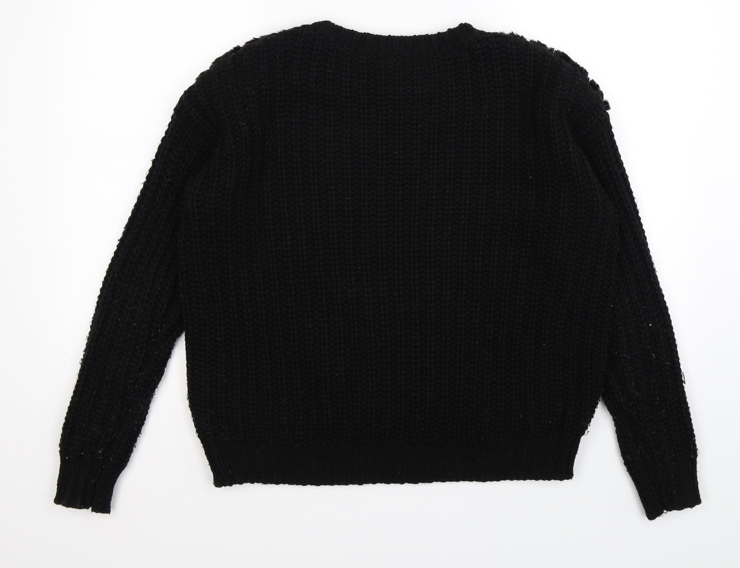 Topshop Womens Black  Knit Pullover Jumper Size 8  - velour,
