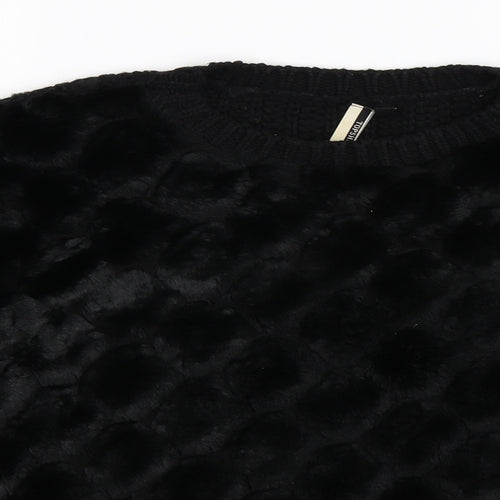 Topshop Womens Black  Knit Pullover Jumper Size 8  - velour,
