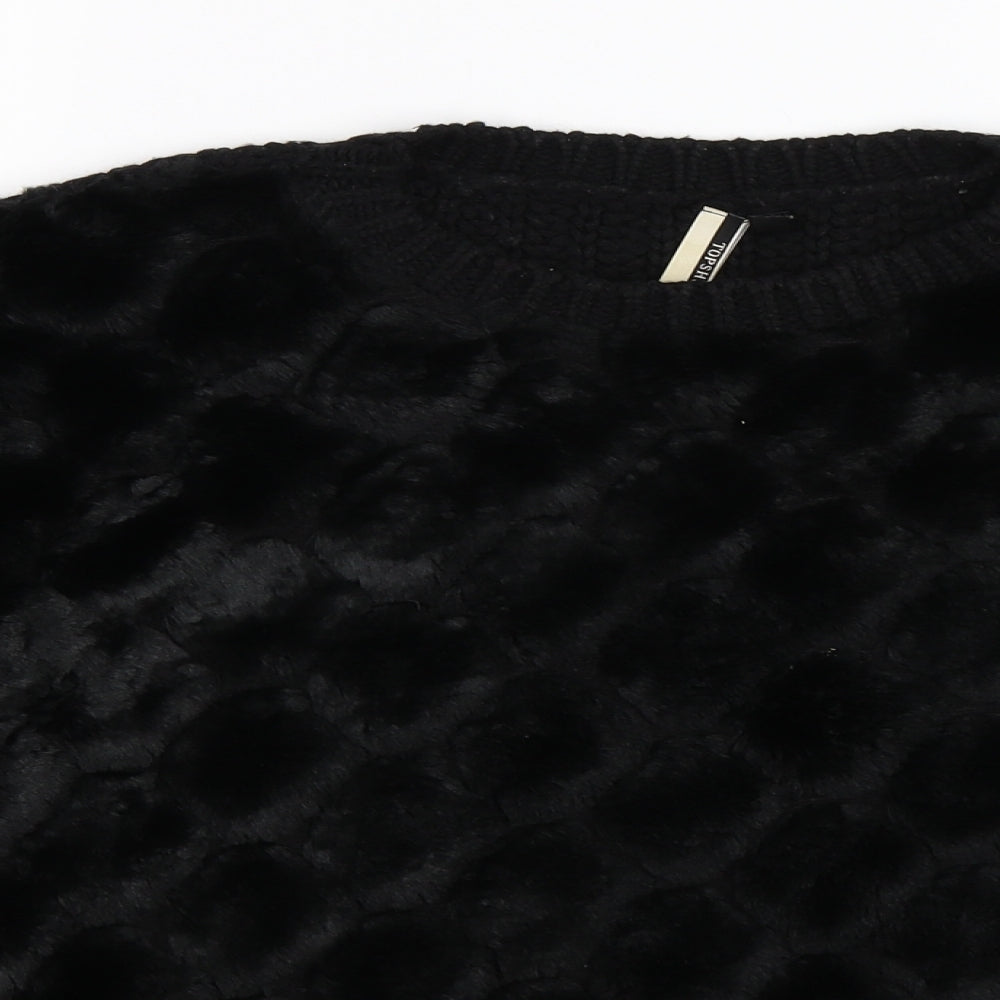 Topshop Womens Black  Knit Pullover Jumper Size 8  - velour,