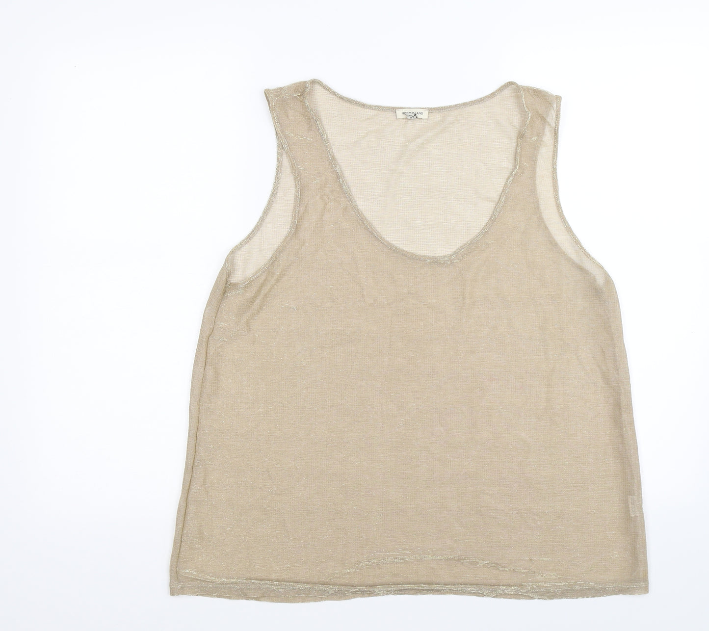 River Island Womens Gold  Chiffon Basic Tank Size 16