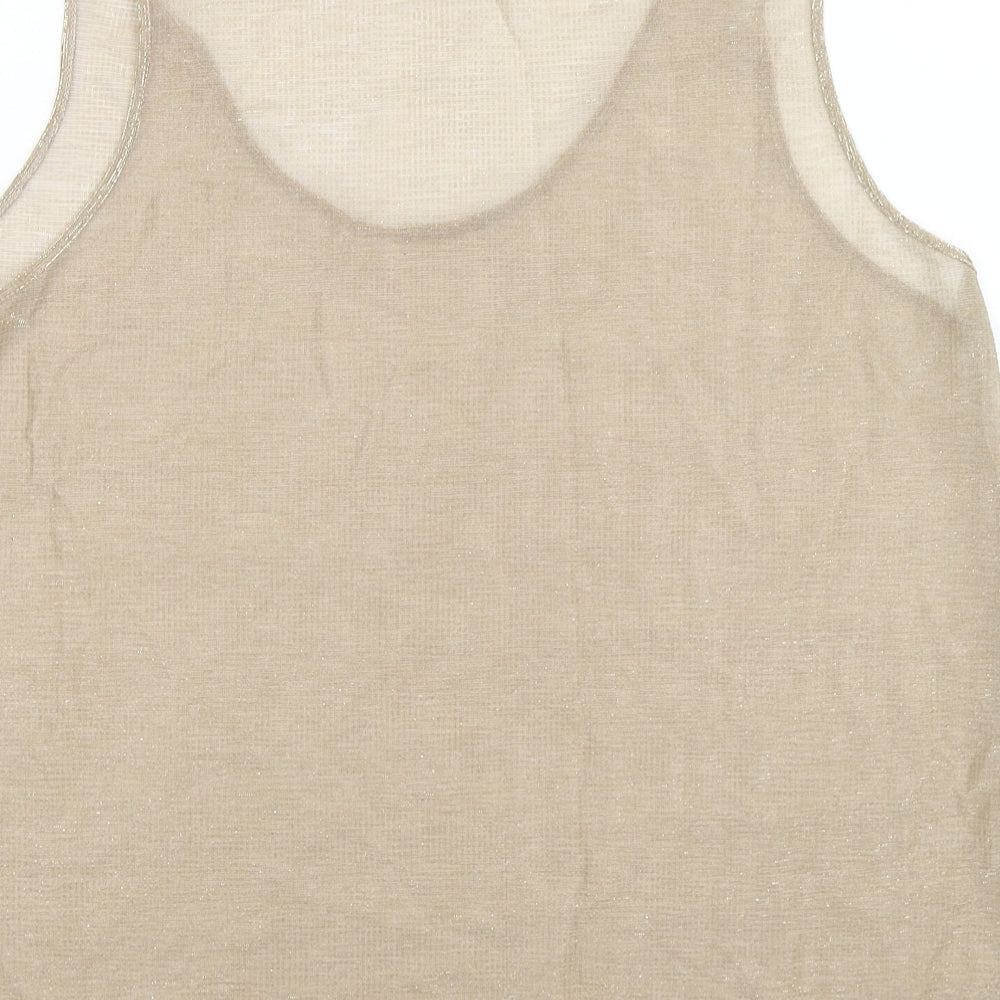 River Island Womens Gold  Chiffon Basic Tank Size 16