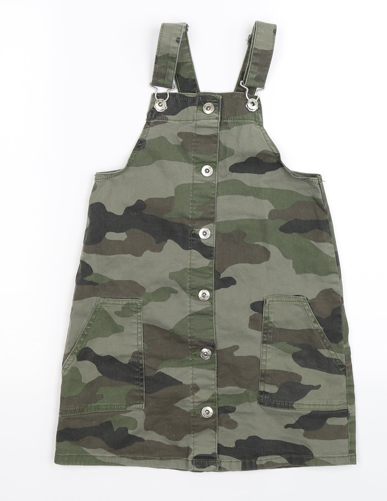 denim co Girls Green Camouflage Denim Dungaree One-Piece Size 9-10 Years