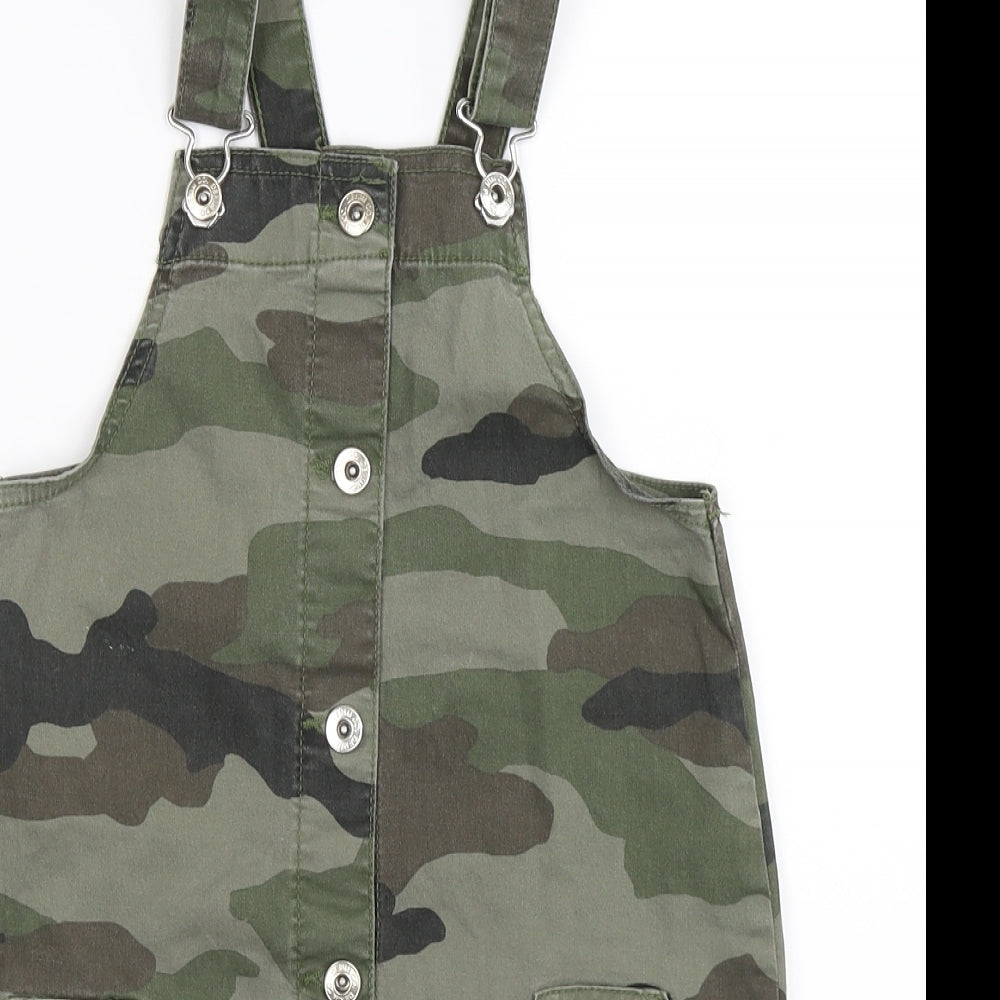 denim co Girls Green Camouflage Denim Dungaree One-Piece Size 9-10 Years