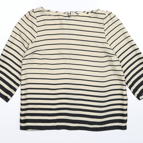 Preworn Womens Gold Striped Satin Basic Blouse Size 14