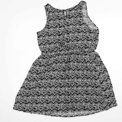 Papaya Womens Black Floral Knit Fit & Flare  Size 12