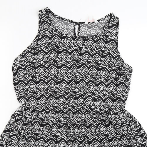 Papaya Womens Black Floral Knit Fit & Flare  Size 12