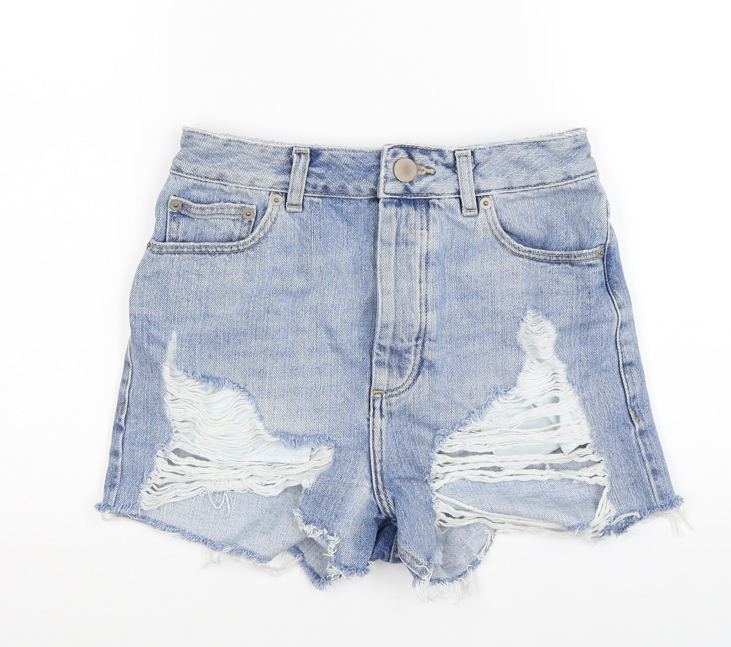 ASOS Womens Blue  Denim Hot Pants Shorts Size 8 - distressed