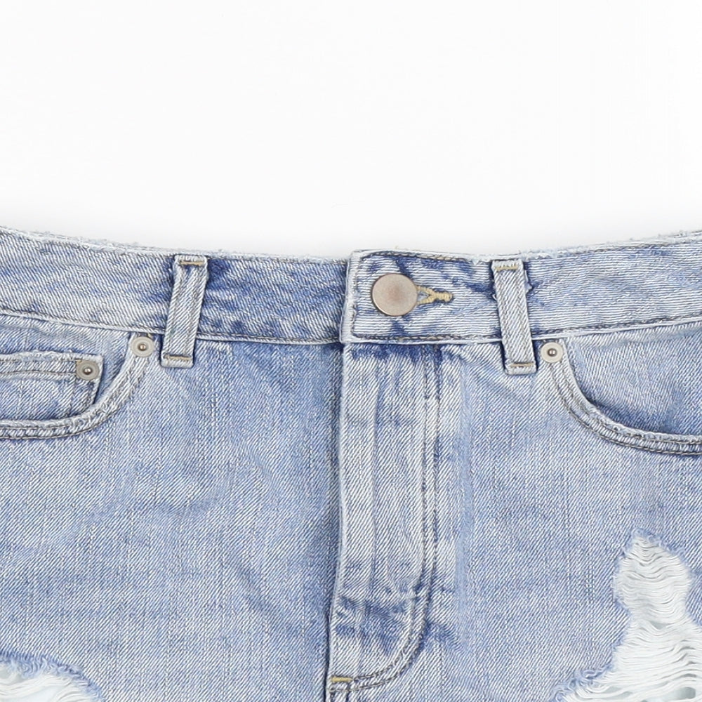 ASOS Womens Blue  Denim Hot Pants Shorts Size 8 - distressed