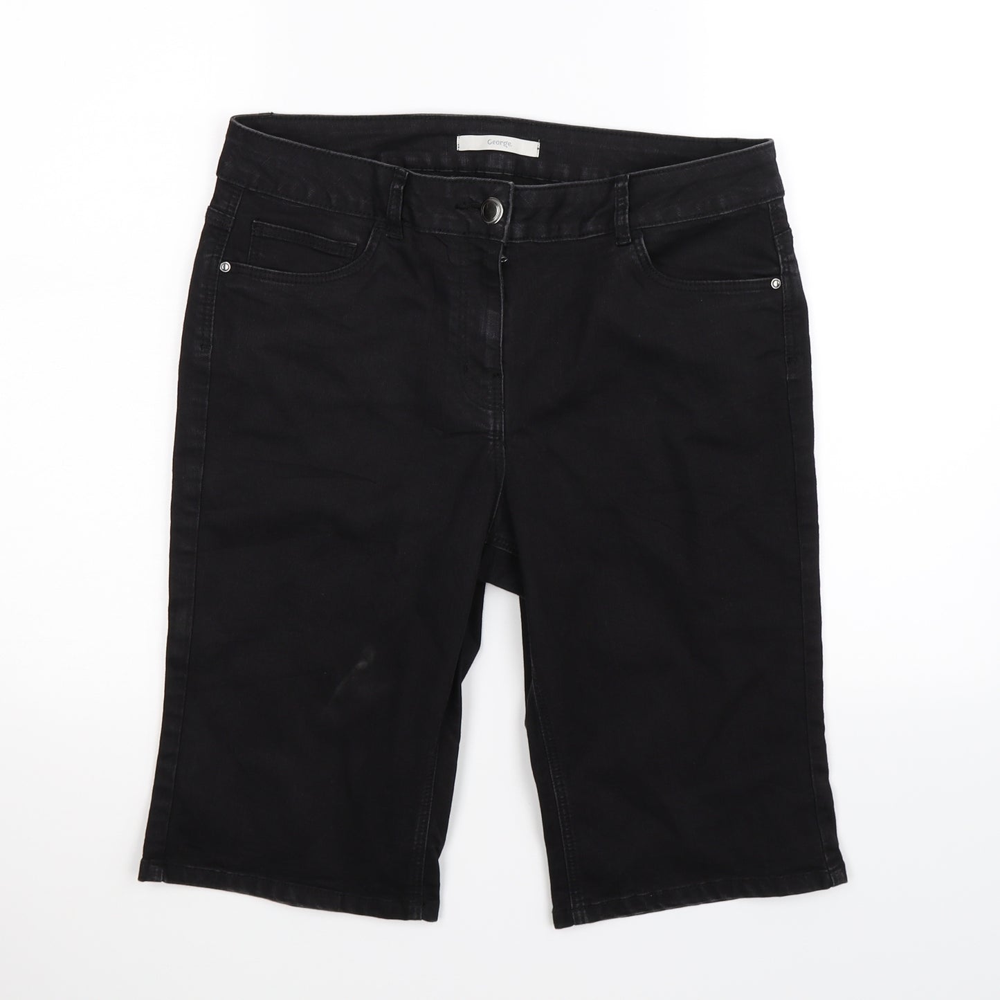 George Womens Black  Denim Chino Shorts Size 14
