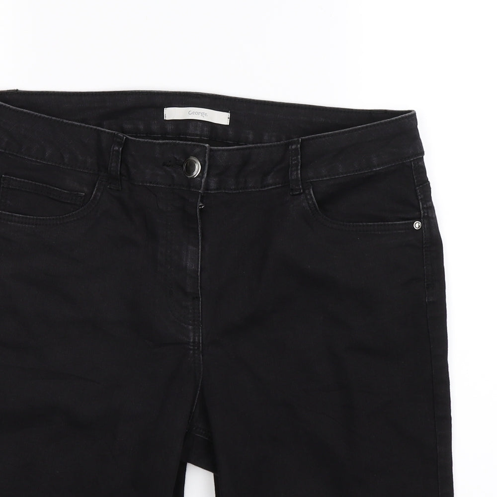 George Womens Black  Denim Chino Shorts Size 14