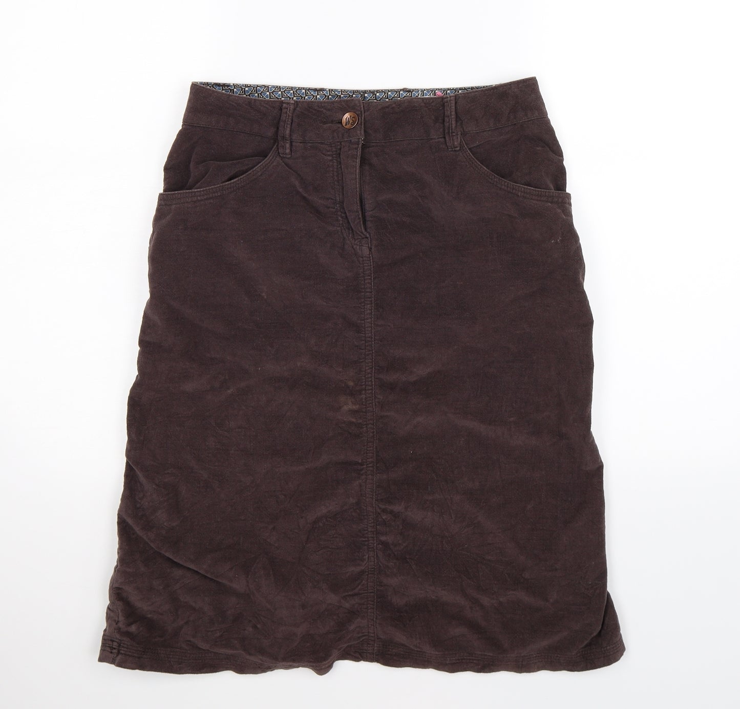 White Stuff Womens Brown  Velour Flare Skirt Size 8