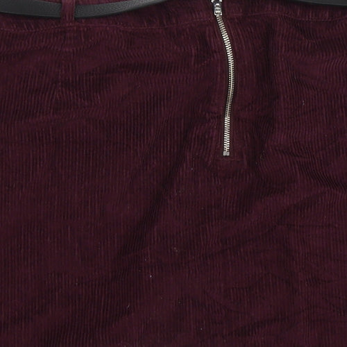 F&F Womens Purple Striped Corduroy Skater Skirt Size 16  - WITH BELT