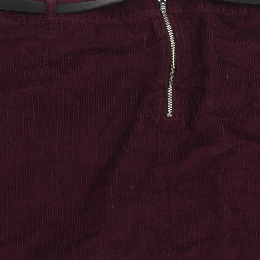 F&F Womens Purple Striped Corduroy Skater Skirt Size 16  - WITH BELT