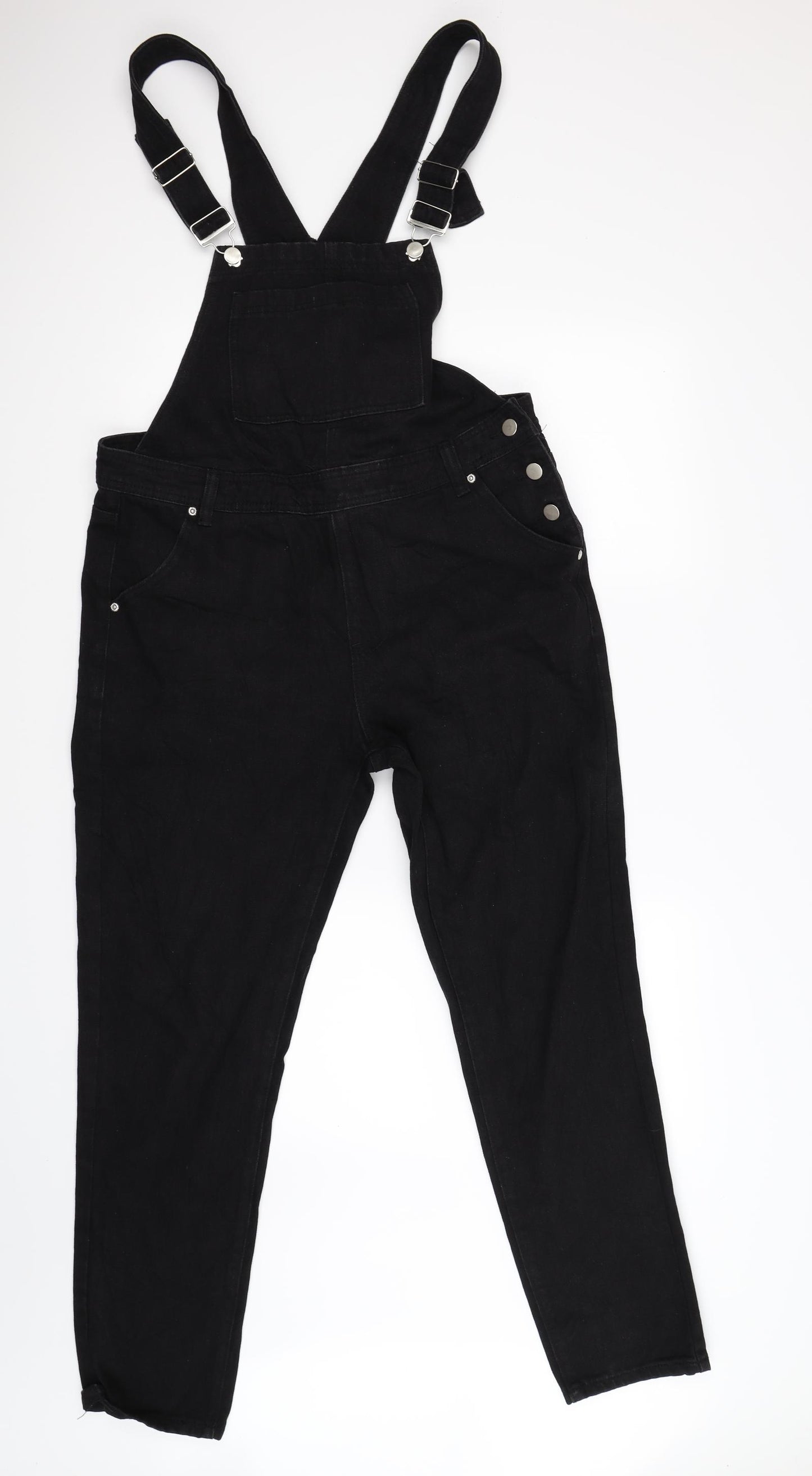 Boohoo Womens Black  Denim Dungaree One-Piece Size 14 L29 in