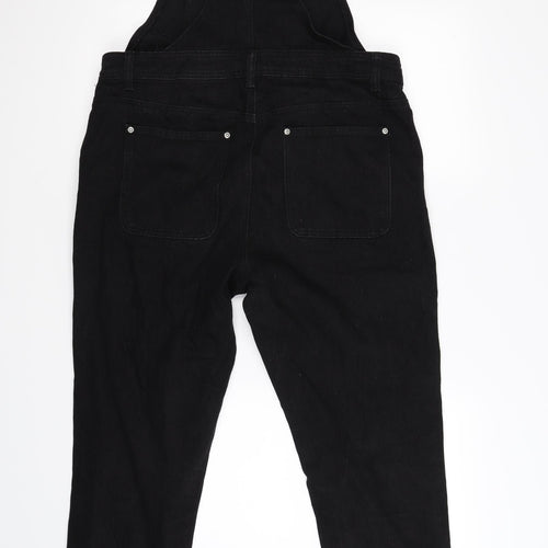 Boohoo Womens Black  Denim Dungaree One-Piece Size 14 L29 in