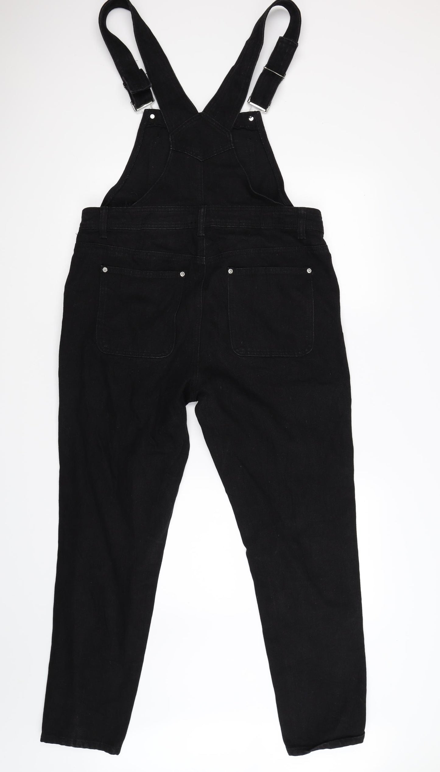 Boohoo Womens Black  Denim Dungaree One-Piece Size 14 L29 in