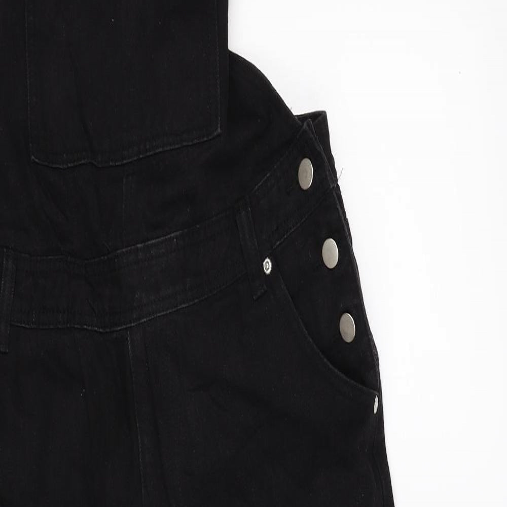 Boohoo Womens Black  Denim Dungaree One-Piece Size 14 L29 in