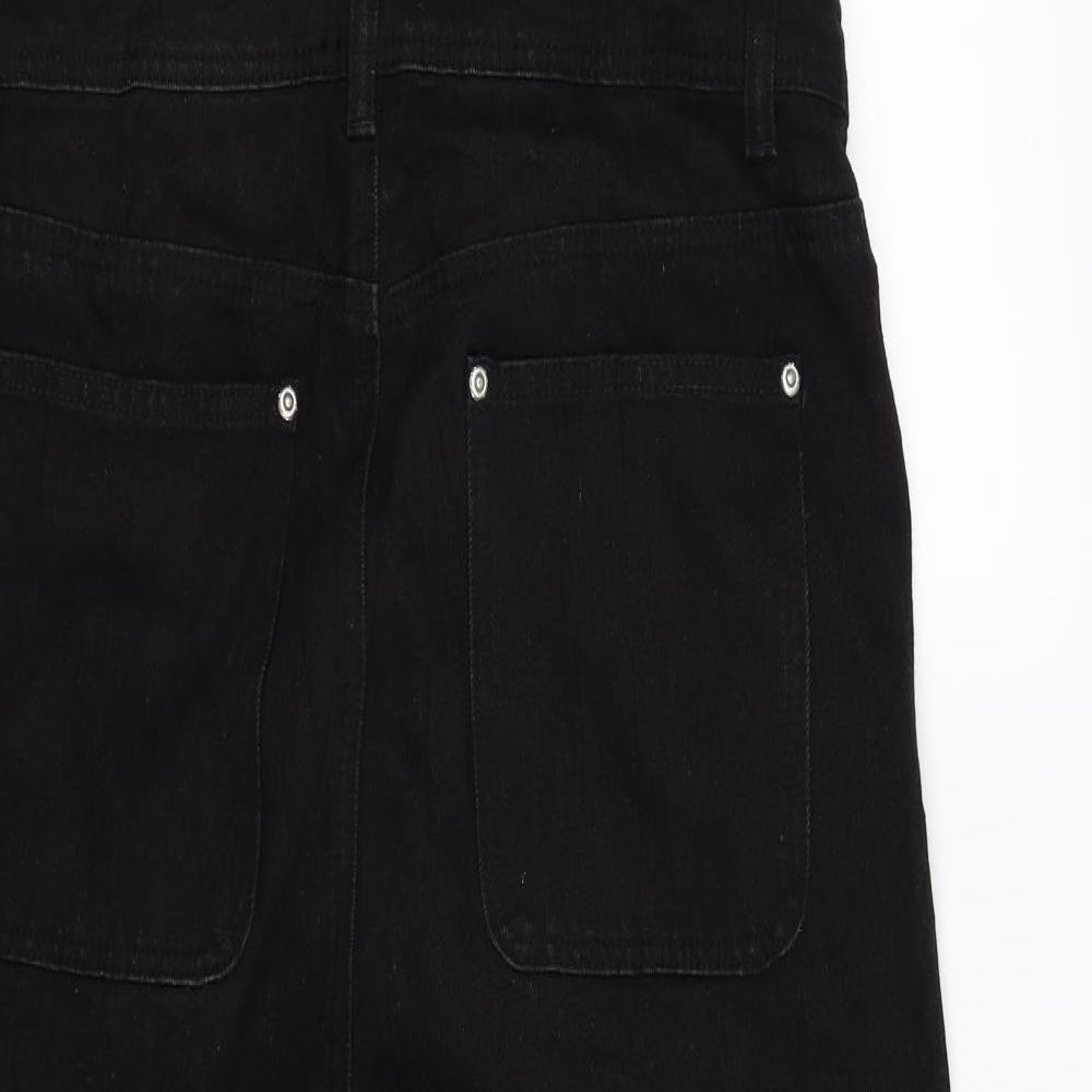 Boohoo Womens Black  Denim Dungaree One-Piece Size 14 L29 in