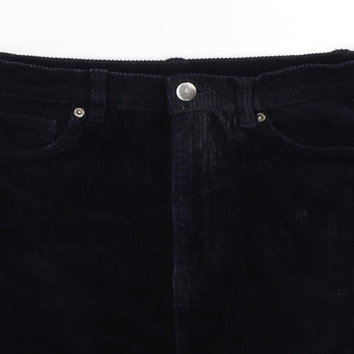 Monki Womens Blue Striped Corduroy Straight & Pencil Skirt Size 8