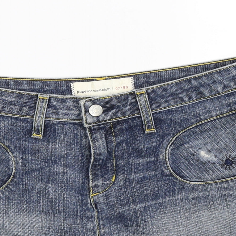 Paper Denim & Cloth Womens Blue  Denim Mini Skirt Size 10