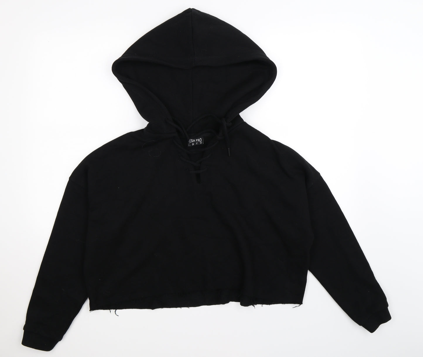 USA Pro Womens Black   Pullover Hoodie Size 10  - cropped