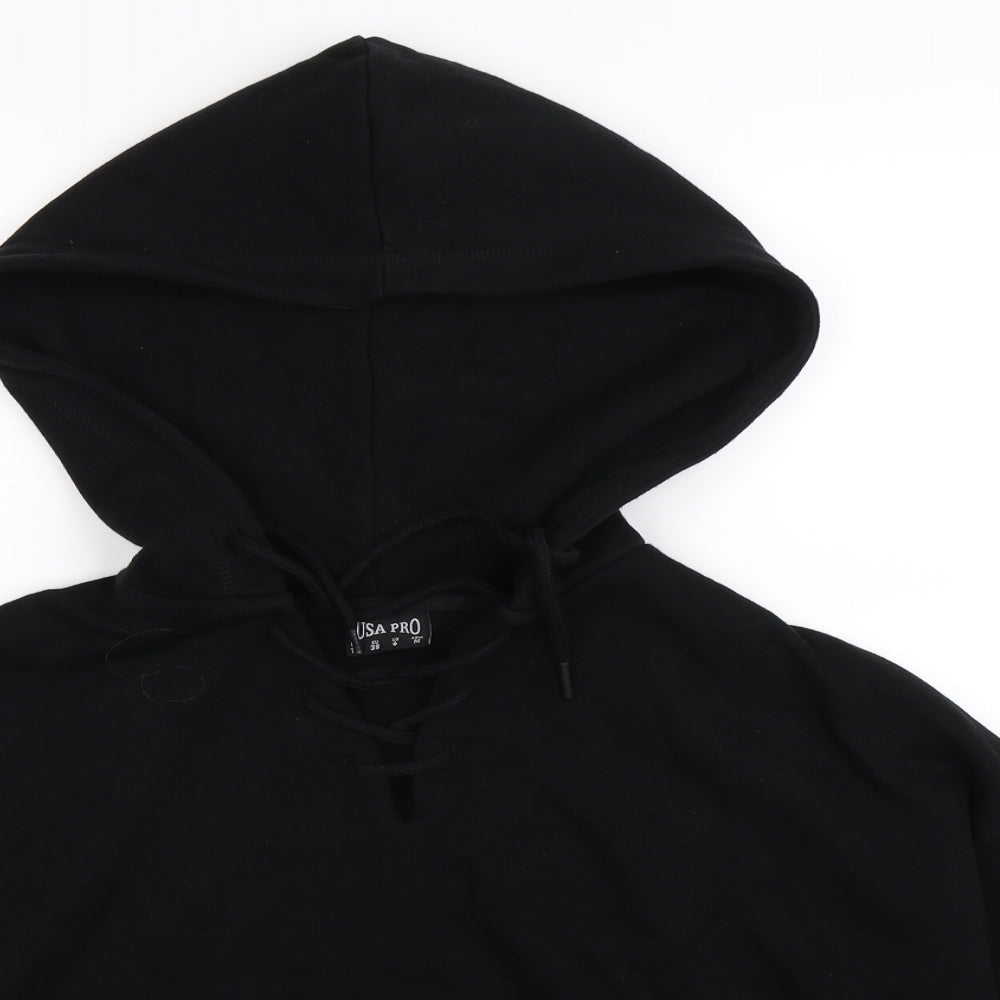USA Pro Womens Black   Pullover Hoodie Size 10  - cropped