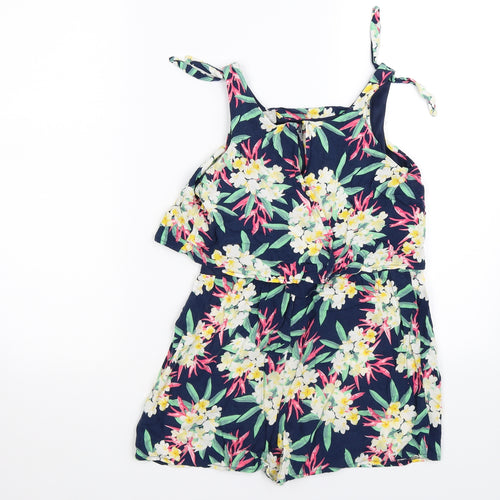 TU Girls Blue Floral  Playsuit One-Piece Size 10 Years