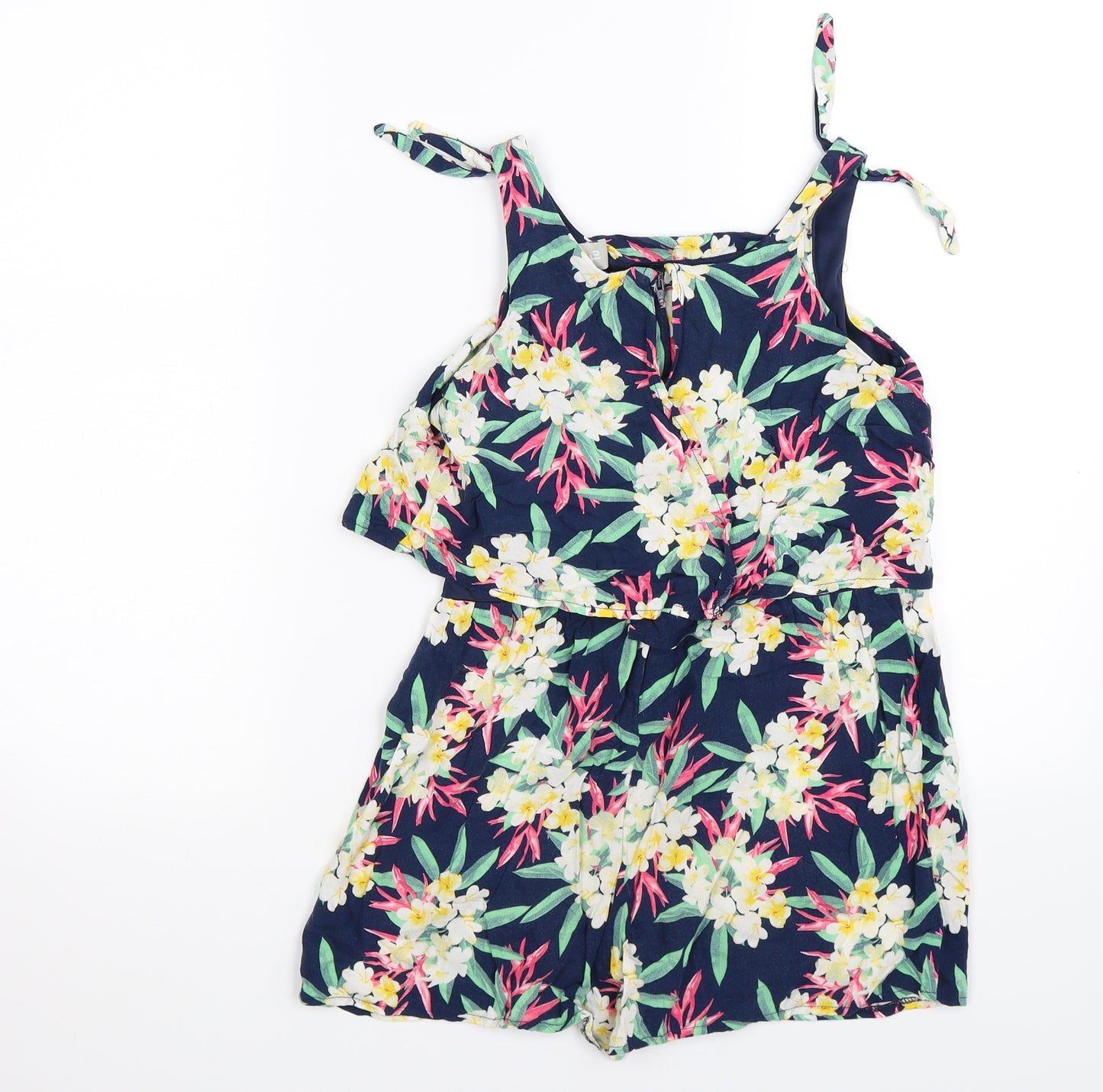 TU Girls Blue Floral  Playsuit One-Piece Size 10 Years