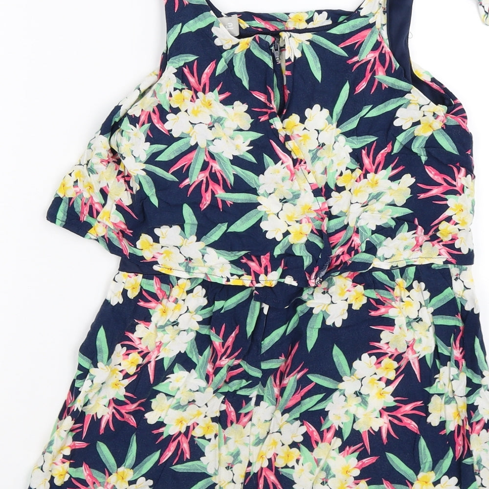 TU Girls Blue Floral  Playsuit One-Piece Size 10 Years