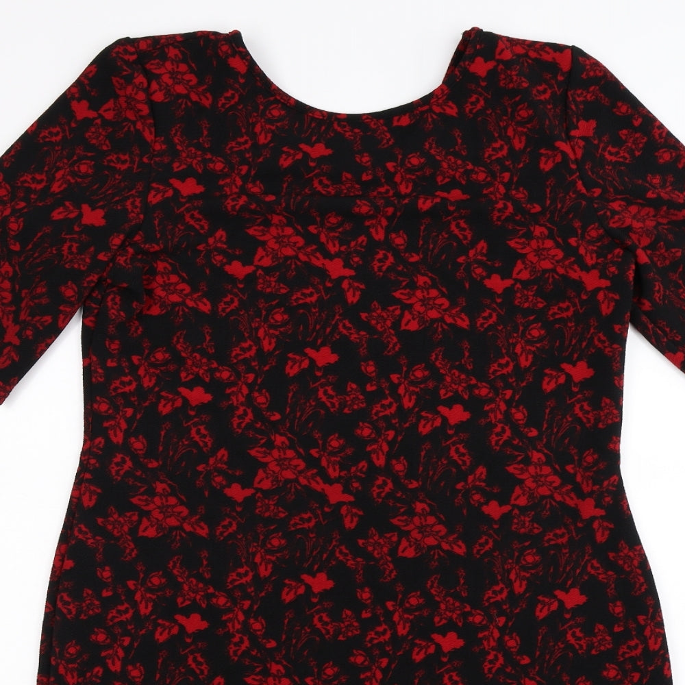 Peacocks Womens Red Floral  Bodycon  Size 16