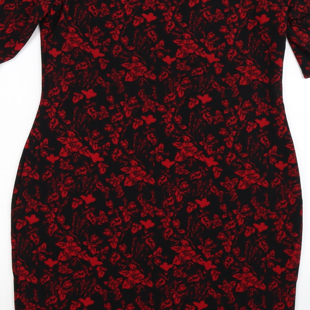 Peacocks Womens Red Floral  Bodycon  Size 16
