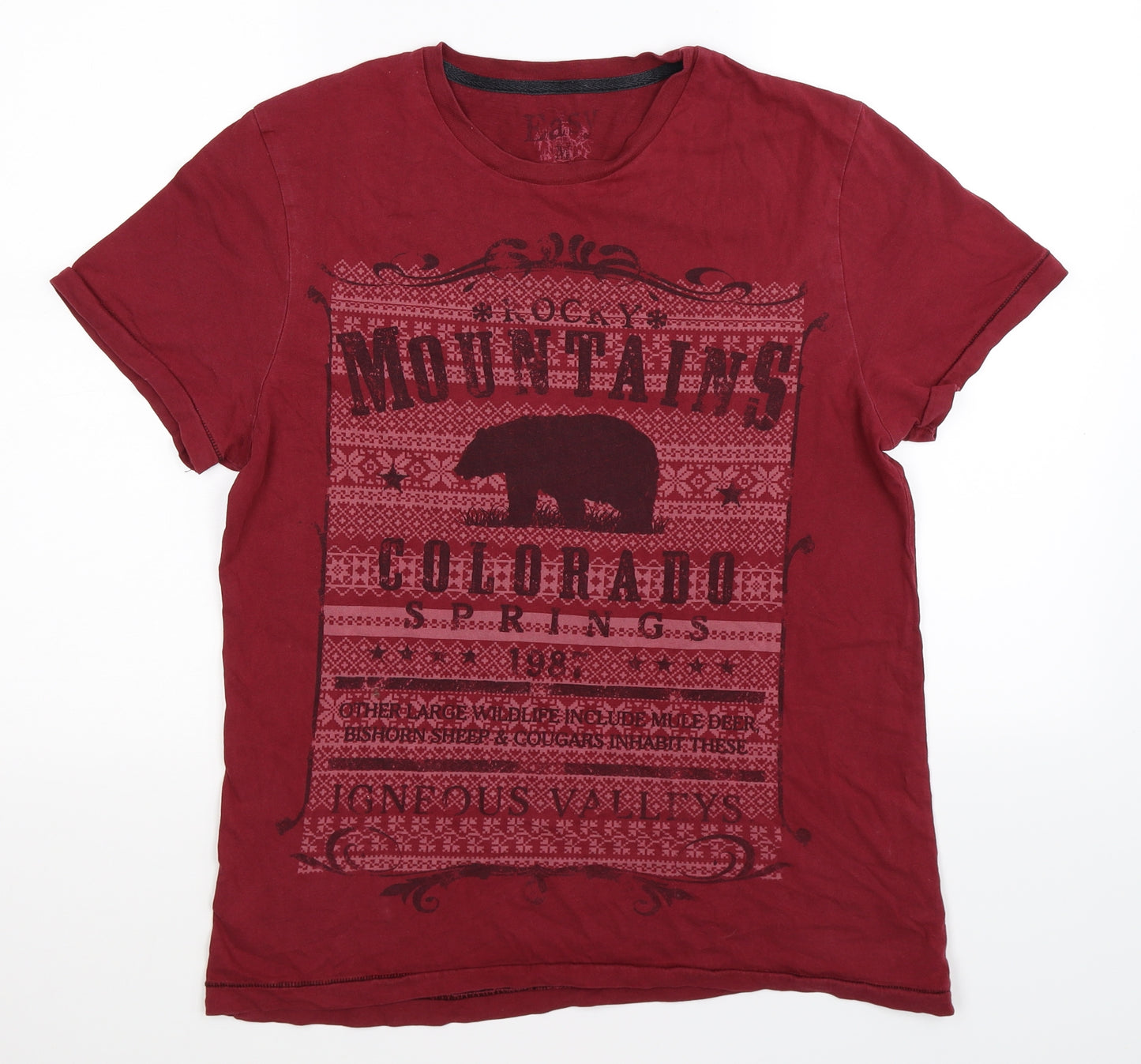 Easy Mens Red    T-Shirt Size M  - colorado graphic