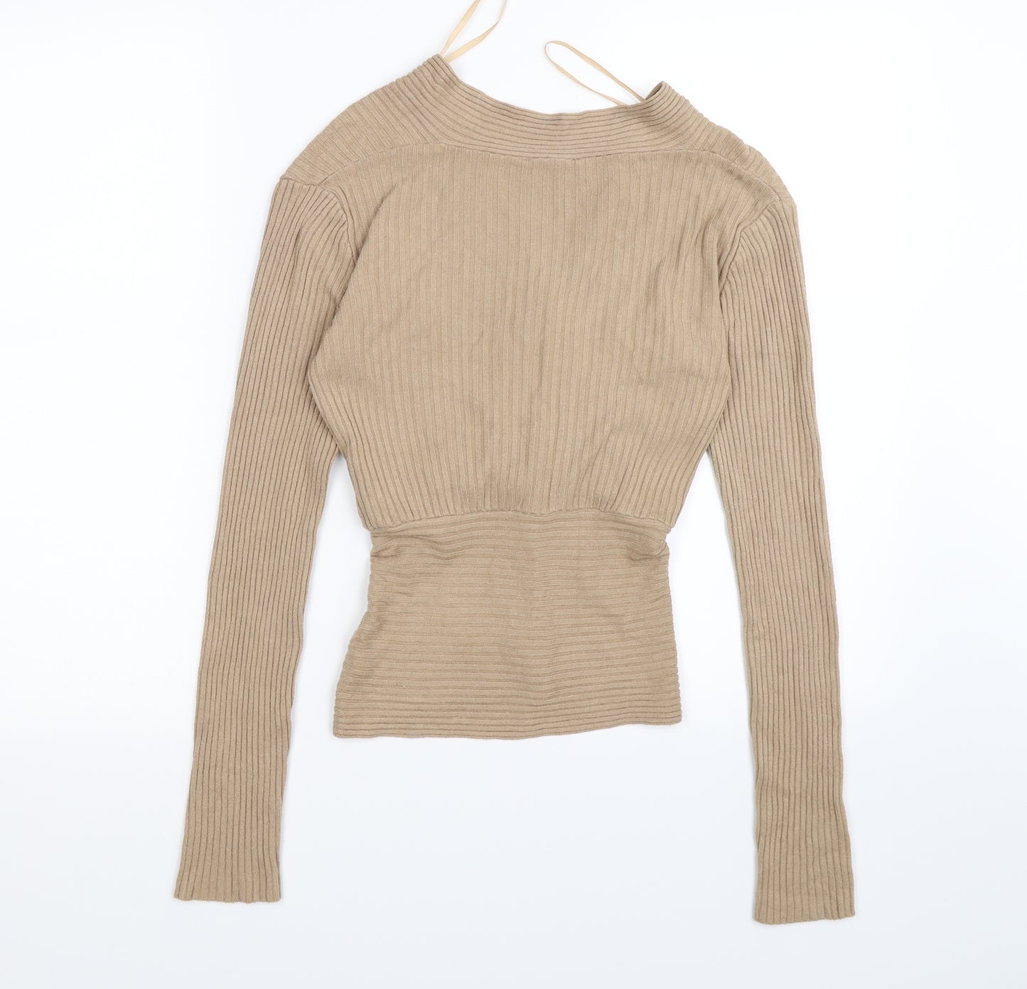 New Look Womens Brown Striped Knit Wrap Jumper Size 12